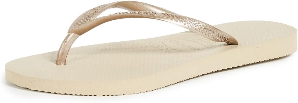 Havaianas Women's Slim Flip Flop Sandals, Sand Grey/Light Golden, Size 9/10 Womens