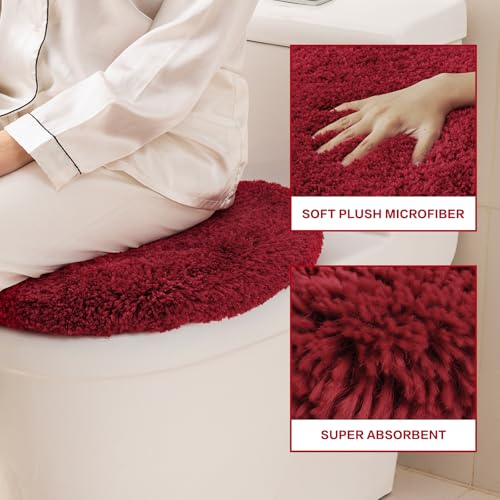 Image of Microfiber Toilet Lid Cover, 17.5 inchx15 inch Fits Round Oblong and Elongated | Toilet Seat Covers for Bathroom, Machine Washable, Decorative Fuzzy fur Look Round Toilet Seat Cover Extra Soft Absorbent