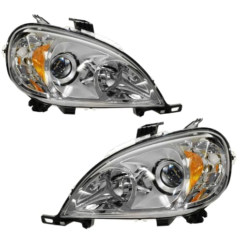 Image of TRQ 2 Piece Headlight Assembly Set Driver & Passenger Side Compatible with 2002-2003 Mercedes-Benz ML320 ML55 AMG 2003-2005 ML350 2002-2005 ML500 MB2502114 MB2503114