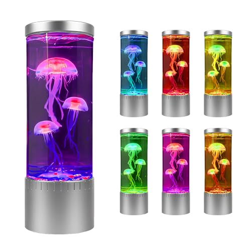 Brewish Jellyfish Lamp | 7 Color Changing LED Lights | Jelly Fish Tank Night Light for Kids & Adults | Sensory Lamps for Autism | Fake Aquarium Desk Lamps for Home Office | Room Decor & Unique Gifts