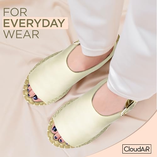 Image of CLOUDAIR Selina Women's Espadrille Wedge Sandals - Comfortable and Stylish Platform Slip On Sandals with Buckle Closure, Comfy Wedge Heels for Women, Fashion Summer Sandals