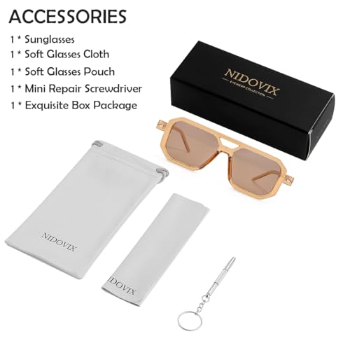 Image of Vintage Square 70s Aviator Sunglasses for Women Men Retro Classic Flat Aviator Frame Sun Glasses UV Protection