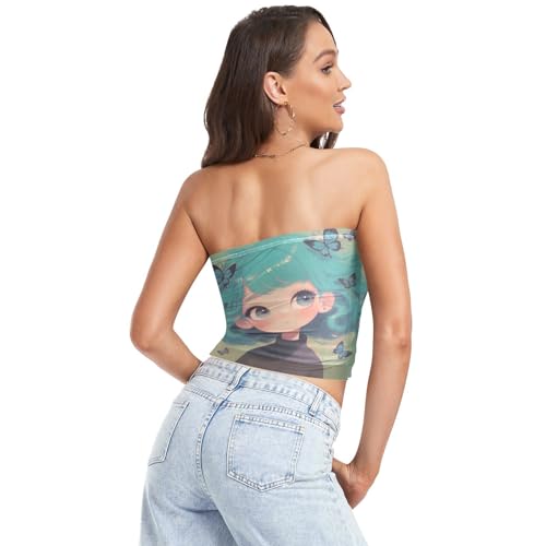 Little Teal Girl Sexy Crop Tops for Women Tight Bandeau Bra Padded Tub Top Bra for Teen Girls Casual2