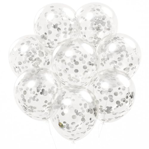Image of AFTERLOON Biodegradable Balloons 24 pcs Clear 12 inch with Shiny Rainbow Circle Confetti, Natural Rubber Latex Plastic-Free AlternativeDurable Thickened Extra Strong Helium Float, Garland Wedding Decor