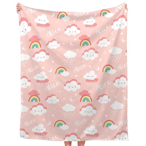 Personalized Baby Cute Cloud Blanket Gifts Super Soft Lightweight Custom Flannel Blanket Baby Blankets Throw for Infants Toddlers Boys Girls, Suitable for Couch Sofa Bed All Seasons 30