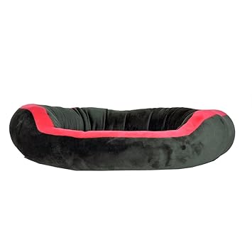 Pet United Fiber and Velvet Material Washable Bed for Dog and Cat Black_Red_Small