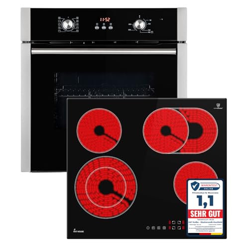 Cuisinière | 60cm Four encastrable BO8805SS | 59cm Plaque Eletrique CH5901RL | Gril | Air chaud | Timer automatique | Double Vitrage d'isolation thermique | Sécurité enfant | SET8805CH59RL