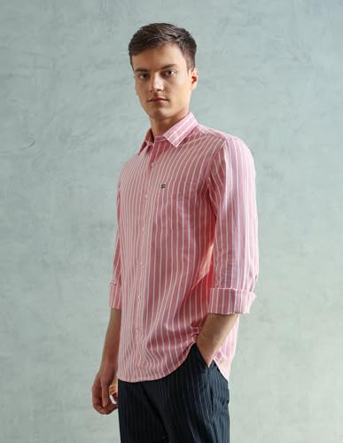 Image of Arrow Striped Slim Fit Mens Casual Shirts - 100% Cotton, Breathable & Comfortable, Full Sleeves Shirts for Men