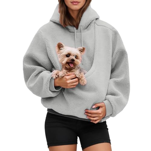 Womens Pet Carrier Hoodie Fleece Comfort Hoodie Sweatshirt with Cat Pouch - image 1