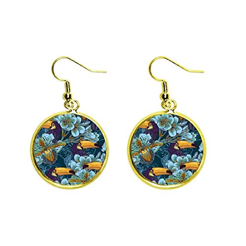 Pendientes dorados largos de mujer con forma cuadrada y patrón animal continuo