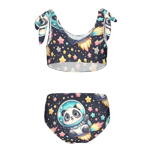 Girls' Bikini Set, Cute Cartoon Space Panda Stars Kids Swimsuit 2 Pcs Beach Bathing Suit2