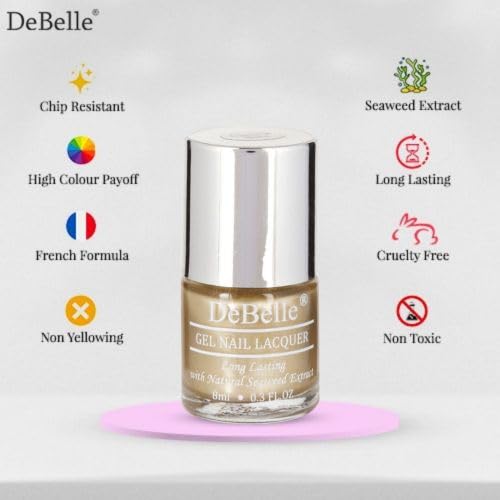 Image of DeBelle French Cheer Chrome Nail Polish Combo - 6 Metallic Shades | Long Lasting | No UV Lamp | Seaweed Enriched | 48ml