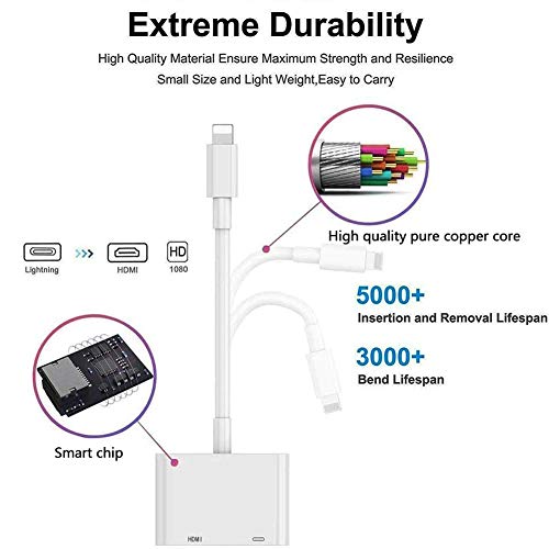 HDMI Adapter for iPhone to TV, Lighting to HDMI Adapter, 1080P Sync Screen Digital AV Connector Compatible with iPhone/iPad/iPod to HD TV/Monitor/Projector,Plug and Play Support The Latest iOS 13