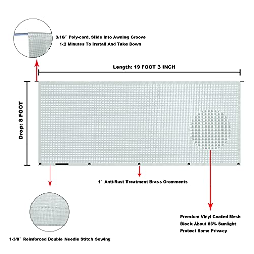 Image of RV Awning Mesh Sun Shade Screen for Motorhome Camper Trailer Sunshade