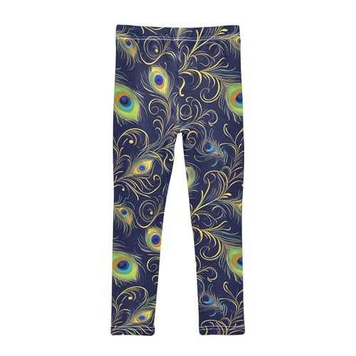 Abstract Peacock Feathers Girls Leggings Soft Stretch Workout Yoga Dance Pants for Kids Casual Tights2