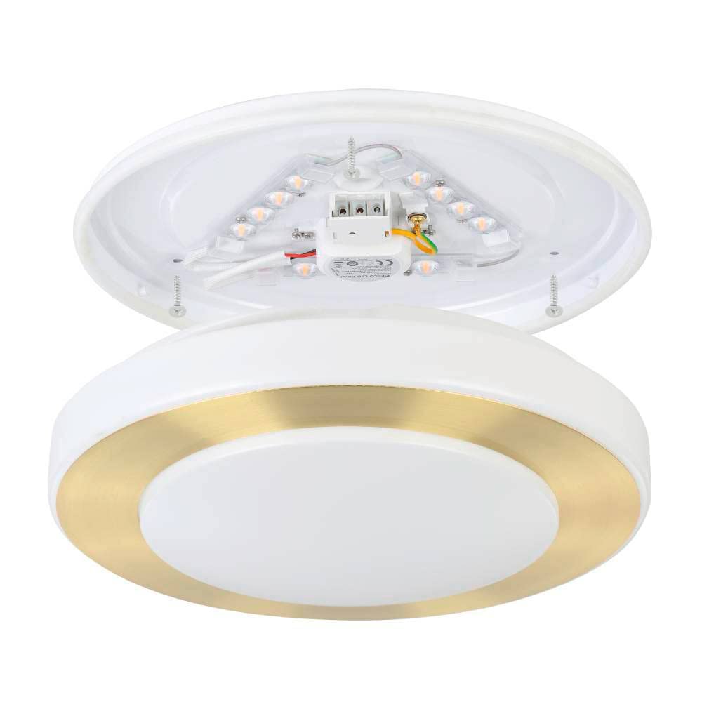 Eglo Luminaire plafonnier Capri, panneau LED en acier blanc et laiton