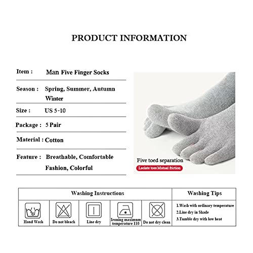 Men Toe socks Running Five Finger Socks Low Cut Athletic Sport Running Cotton Socks - 5 Pairs Size 7-113