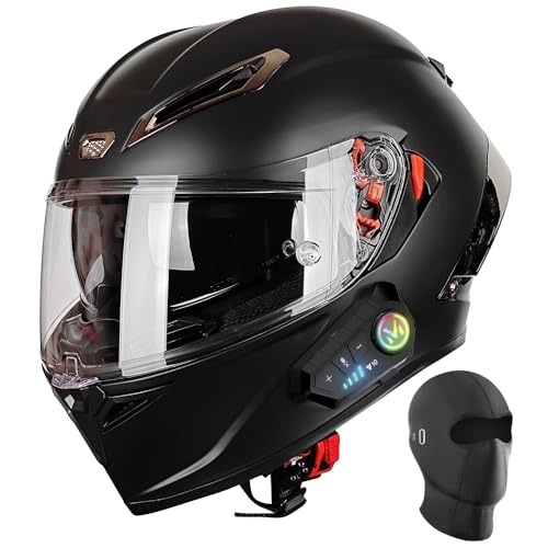 Adults Full Face Motorcycle Helmet Bluetooth DOT - Wide