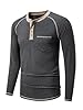 JMIERR Mens T Shirt Long Sleeve Tops Fashion Pullover V Neck Tee Shirt Button up Henley Tops Lightweight with Pocket,Black,XXX-Large #3