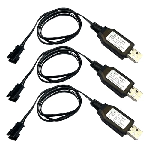 3Pack 7.4V USB Charger Cable with SM-3PIN Plug Compatible RC Car RC Plane RC Tank RC Boat Remote Control Toys for Universal 7.4V 2S Lipo Battery USB Charger ?