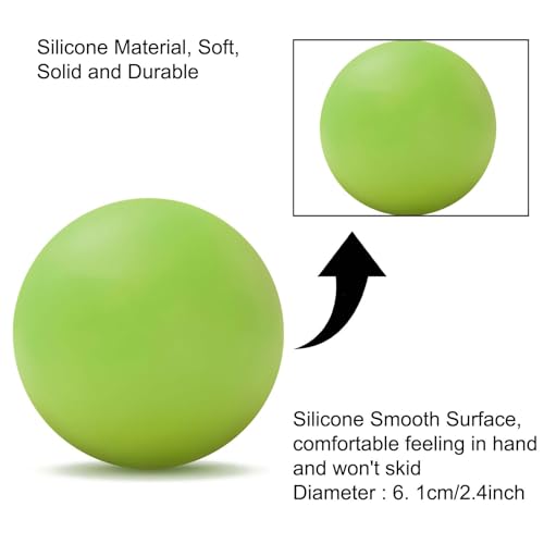 Image of WOVTE Massage Lacrosse Ball for Sore Muscles, Shoulders, Neck, Back, Foot, Body, Deep Tissue, Trigger Point, Muscle Knots, Yoga and Myofascial Release (Green)