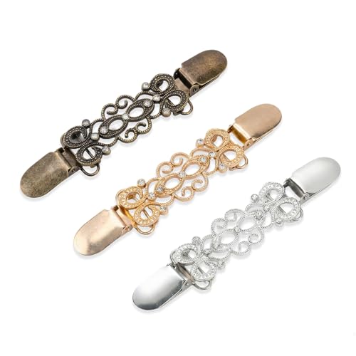 3 Broches Para Ropa   Clips Vintage Para Jerséis   Mujeres Y Niñas Para Dorado, Plateado Y Negro Hebillas Para Bufandas Clips Para Vestidos Clips Para Blusas Broches Vestidos Y Pantalones