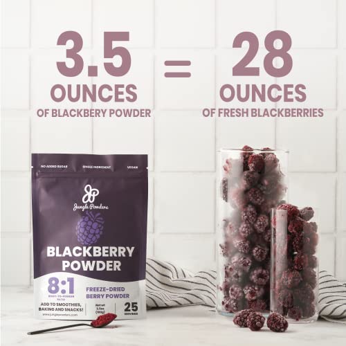 Jungle Powders Freeze Dried Raspberry And Blackberry Powder, 3.5Oz 100% Natural Non Gmo Vegan Friendly Nordic Blackberry Extract, Freeze Dried Antioxidant Purple Superfood Concentrate #TOP7
