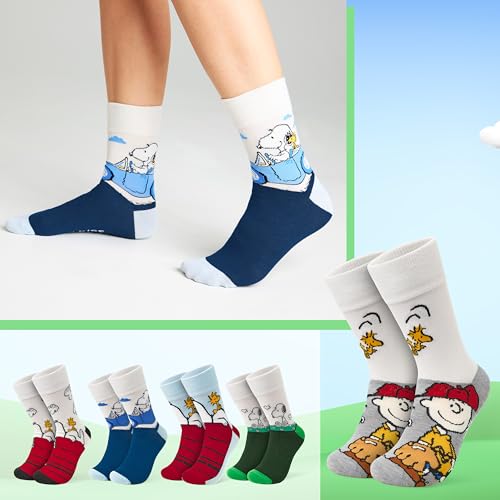 Peanuts Snoopy Womens Calf Socks, Soft Breathable Funny Pack of 6 5