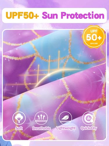 Valcatch Girls Rash Guard Set 2 Piece Long Sleeve Swimsuit Floral Tankini Bathing Suit with Shorts UPF 50+ Kids Swimwear4