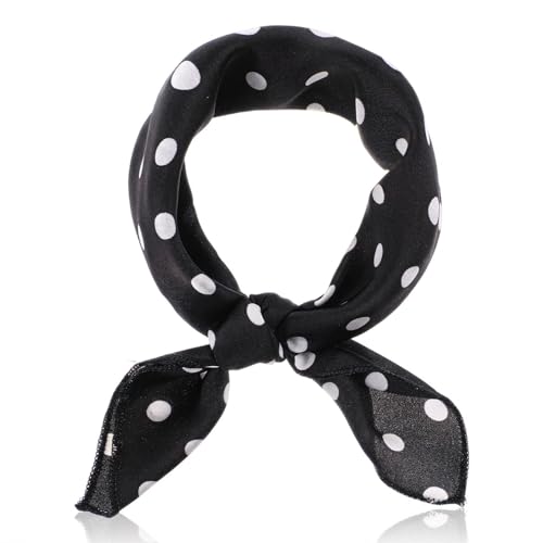 Ziuohaa BlackPolka Dot Scarf - Vintage Square Scarf For Women For Hair Neck Waist - Casual Decorative Accessory