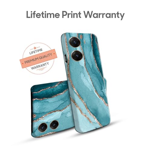 Image of COLORflow Polycarbonate Back Cover Compatible with Vivo V29E 5G | Beautiful Blue Marble Golden Stripes | Designer Printed Hard CASE Bumper Back Cover Compatible with Vivo V29E 5G