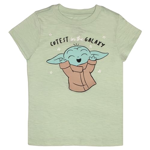 STAR WARS The Mandalorian Grogu Baby Yoda Girls 4-Piece Set, 4-Pack Short Sleeve T-Shirt Bundle Set for Kids and Toddlers3