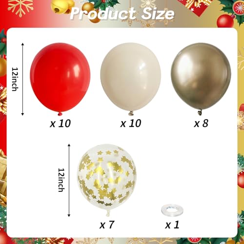 Red and White Balloons Set, 12 Inch Sand White Red and Gold Balloon, Metallic Gold Star Confetti Balloon for Birthday Christmas Wedding Engagement Valentine's Day Graduation New Year Party Decorations - Image 4