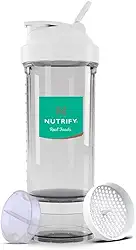 Coqueteleira Nutrify, Shake, 700ml, Material Tritan, Transparente, Não Absorve Odores, Atoxico, Ultra-Resistente e Durável - com compartimento de armazenamento