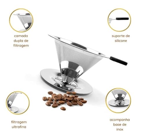Filtro Coador de Café de Aço Inox Premium 102