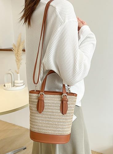 Crochet Woven Bucket Purse, Summer Crossbody Tote, Cute Beach Travel Shoulder Bag3