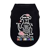 Wollmix Happy Best Dog Mom Mother's Day Small Dog Clothes Outfit T-Shirts Gifts for Women – Large Medium Sized Girl Female Dogs Puppy Sleeveless Holiday Apparel Vest with Slogan Print L Kisses