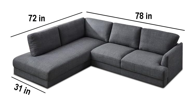 Image of Andraz 5 Seater Fabric L Shaped Sectional Sofa Set for Living Room (Grey)
