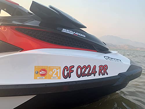 Image of STIFFIE Whipline White /Orange 3 inch Boat & PWC Registration Decals • Numbers Letters Stickers