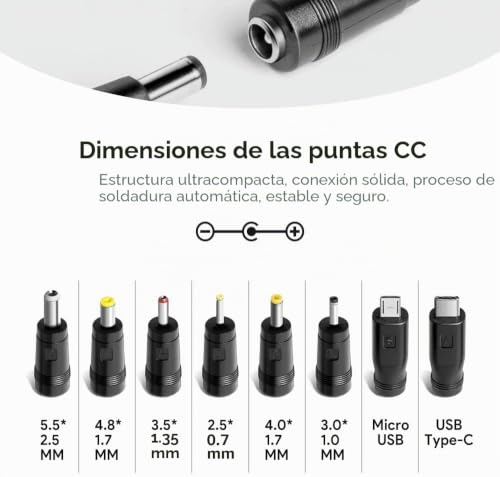 Transformador 5V 2A HKY con 8 clavijas intercambiables para router 2