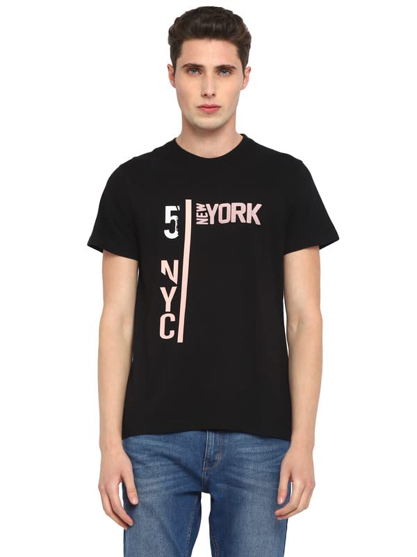 Image of AMERICAN CREW Printed Round Neck T-Shirt for Men