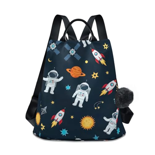 Sac à dos femme motif astronautes bleu fermeture éclair robuste pour ordinateur portable