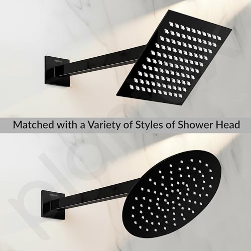 Image of Plantex 12-Inch Shower Arm for Overhead Shower /Stainless Steel Shower Pipe /Wall Mount Bathroom Fitting with -Inch Thread - Pack of 1 (Black)