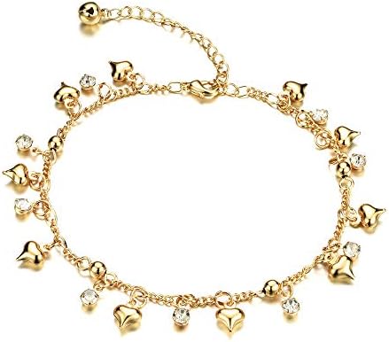 Star Jewelry Heart Ankle Bracelet For Women Gold Adjustable Beach Chain Anklet Foot Jewelry