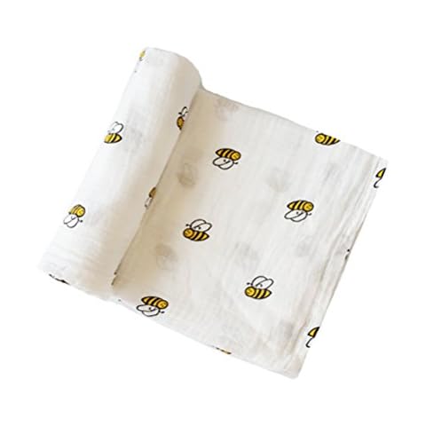 NUOLUX Muslin Swaddle Blanket Newborn Baby Infant Gauze Cotton Wrapping (Littie Bee) 1 Cover
