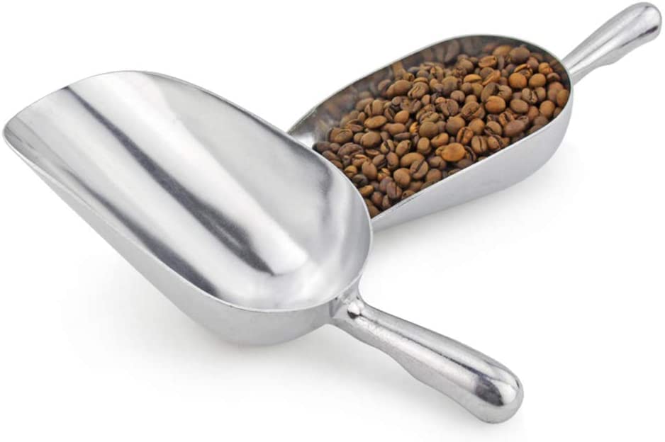 Pala para hielo de acero inoxidable, pala para caramelos, pala para hielo, pala para basura seca, pala para productos secos, pala para especias, plateada 30,5 x 12 cm (12 x 5 pulgadas) (plata 27,5 x