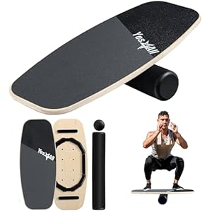 Yes4All 2-in-1 Balance Boards Set, 9 Adjustable Modes Surf Trainer, Wobble Board Exercise for Adults, Includes Roller & Ball