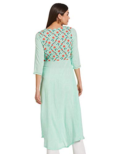 Image of Mint Green Viscose Rayon A Line Kurta