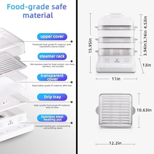 Electric Three-tier Steamer, Commercial-grade Stainless steel, a Large-capacity Breakfast Machine With a Timer Function. Suitable for Home use, Restaurants and Banquets. — view 3