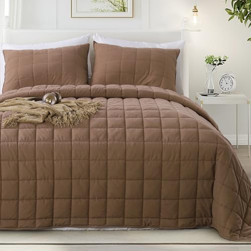 ARL HOME King Size Quilt Set, Oversized Plaid Patchwork, Microfiber Lightweight Reversible Bedspread Coverlet